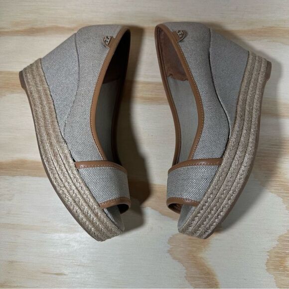 TORY BURCH Majorca Canvas Peep Toe Espadrille Sandals Women’s Size 9 - Picture 2 of 8